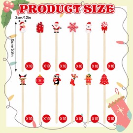 JarThenaAMCS 120Pcs Christmas Coffee Stirrers Assorted Xmas Pattern Stir Sticks Wooden Drink Stirrers Disposable for Home Office Bar Restaurant Party Supplies