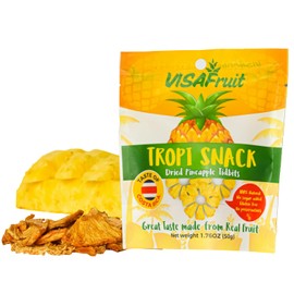 TropiSnack Simply Natural Dried Pineapple Tidbits No Added Sugar Gluten Free Fat Free Vegan Kosher Pack including 4 Bags at 1.76 oz each