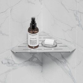Neohomee 10 in Brushed Corner Shelf, Floating Corner Shelves for Tile Wall, Recessed Tile Shower Shelf, 304 Stainless Steel Wall Storage Shelves for Bathroom,No Drilling (Brushed, 1Pack)
