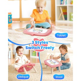 Seimome Magnetic Drawing Board, Toddler Girl Toys for 1-2 Year Old, Doodle Board Pad Learning and Educational Kids Toys for 1 2 3 Year Old Baby Girl Birthday Christmas Gift Travel Activities - Pink