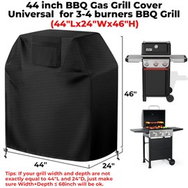 BBQ Gas Grill Cover 44 inch, Universal for 3-4 Burners BBQ/Gas/Charbroil Grill (44" Lx24 Wx46 H), Heavy-Duty and Weather-Resistant Oxford Fabric That Protect Grill All Seasons