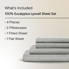 Sijo AiryWeight Tencel Sheet Set, 100% Lyocell Derived from Eucalyptus, Buttery Soft, Architectural Digest 2022 Best Cooling Sheets Winner - 4pc - 2 Pillowcases 1 Fitted 1 Top (Dove, Queen)