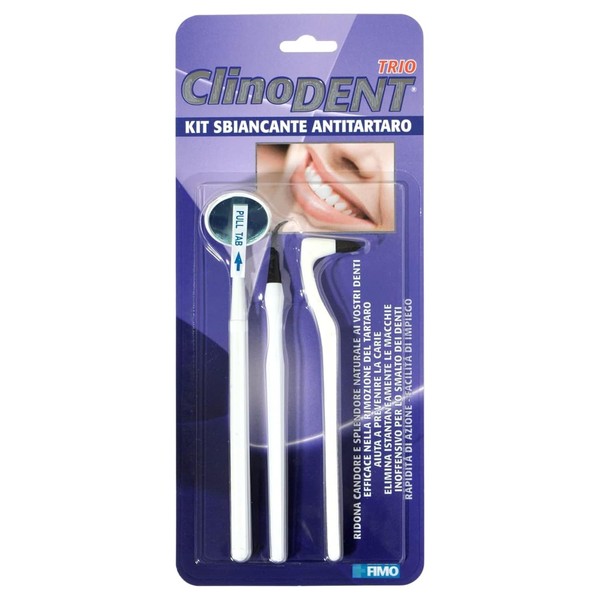 Clinodent Trio Anti-Tartar Kit with Whitening Eraser for Teeth and Levatartaro Specillo and Dental Mirror