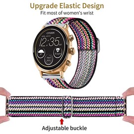 Blueshaweu Compatible with Garmin Forerunner 265 46mm Smartwatch Band, Stretch Elastics Adjustable Strap Compatible for Garmin Forerunner 965 / Forerunner 265 46 MM Smartwatch (Boho Rainbow)