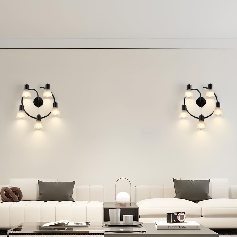 KEESFU 5-Light Kitchen Flush Mount Ceiling Light，Modern Round Track Lighting
