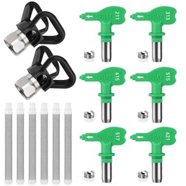15 Pcs Sprayer Tips Set,7 Pcs High Pressure Reversible Spray Nozzle Tips,2 Pcs Tip Guards with 6 Paint Spray Gun Filter,Compatible with Titan/Wagner 351 Series Spray Tips (517,621,211,313,415,515)