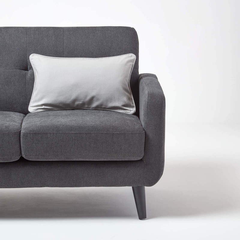 HOMESCAPES - 100% Cotton Plain Grey Cushion Cover- 30 x
