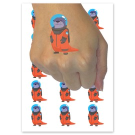 Otter Outer Space Astronaut Science Fiction Temporary Tattoo Water Resistant Fake Body Art Set Collection - 54 1" Tattoos (1 Sheet)