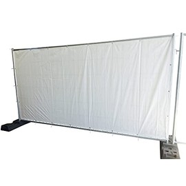 BAUZAUNWELT Construction Fence Tarpaulin White – Dimensions: 3410 x 1760 mm (Finished Size) – 160 g/m²