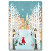 Postcard Snow Scene with Street Corner