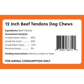 Infinite Pet Life Focused Fido Beef Tendon Chews for Dogs 12 Count Bag | Made in The USA | Beef Chew Rawhide Alternative | Large Beef Tendons for Dental Care, Joint Support, and Entertainment