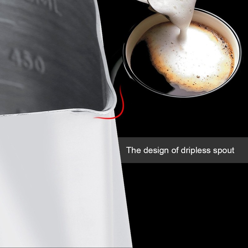 Milk Frothing Pitcher with Double Side Measurement Markings 20 oz,