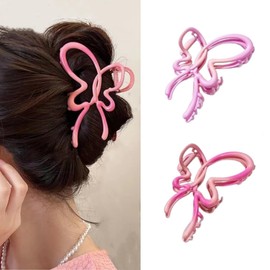 fdsmall 2Pcs Butterfly Metal Hair Claw Clips for Women Colorful Non-Slip Butterfly Claw Clips for Curly and Thick Hair (01)
