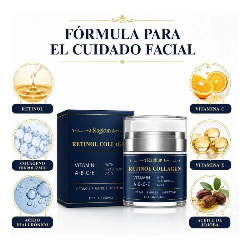 Crema Antiarrugas 50ml, Con Retinol Y Ácido Hialurónico