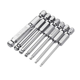 Broppe 7pcs Metric Ball End Hex Screwdriver Bit Set Magnetic Ball Head Allen bits 2MM 2.5MM 3MM 4MM 5MM 6MM 8MM 1/4 Inch Hex Shank 65MM Length