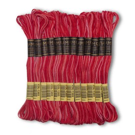 UMC STAG Pack of 12 Premium Variegated Embroidery Thread | 100% Egyptian Cotton Premium Skeins | Cross Stitch Embroidery Floss | Oeko TEX Certified Stranded Cotton | (Dark Pink Variegated 1204)