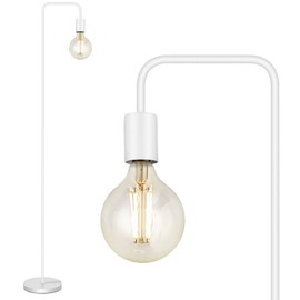 BoostArea Floor Lamp, White Industrial Floor Lamp, 63In Standing Lamp, E26 Socket, On/Off Footswitch, Whole Metal, ETL Listed, Modern Small Lamp for Bedroom, Living Room, Minimalist, Vintage, Mid-Age