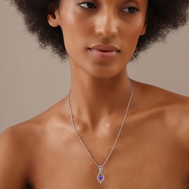 LeCalla 925 Sterling Silver Infinity Necklace Women Amethyst Birthstone CZ Pendant Necklace Valentine gift for her 20 Inch