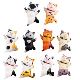 APPCRFM 10PCS Realistic Cat Figurines, Realistic cat Figures Toy Set, Cat Desktop Decoration Cute Realistic Cartoon Cat Figurine Ornament Car Decor Interesting Gifts Cat Ornaments