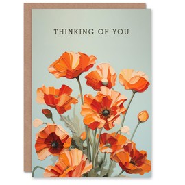 Artery8 Sympathy Greeting Card Thinking of You Poppies Bouquet Poppy Flowers For Her
