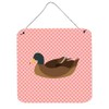 Caroline's Treasures Khaki Campbell Duck Pink Check Metal Print, 6"