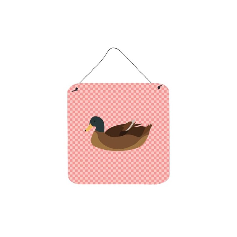 Caroline's Treasures Khaki Campbell Duck Pink Check Metal Print, 6"