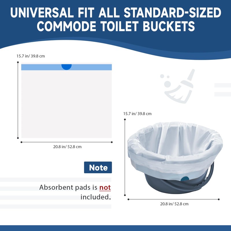 Commode Liners, 100 Bedside Commode Liners Disposable, Leak Proof Commode