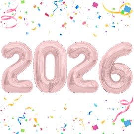 2026 Rose Gold Foil Numbers Balloons(40 Inch) Happy New Years Eve Party Supplies 2026 New Year Graduation Balloons Decorations 20 26 Signs Props Birthday Anniversary Wedding Festival Ornament Decor