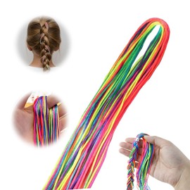 Pack of 32 Colourful Hair Wrap Cord, Gradient, Braided Hair Ropes, Various Rainbow Braided Headbands, DIY Ponytail Braids, Hair Styling Accessories for Women and Girls