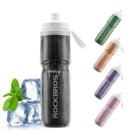 ROCKBROS Bicycle Water Bottle, 670 ml, Leak-Proof Water Bottle, Squeezable Sports Bottle, BPA-Free, Lightweight Roubust, for Bike, Training, Hiking, Black