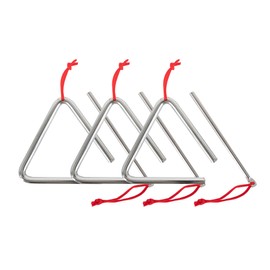 3 x Classic Cantabile Triangle with Beater - Steel Triangle for Children and Early Musical Education - Percussion Instrument with 10 cm (4 Inch) Size and Clapper - Ideal for Nursery