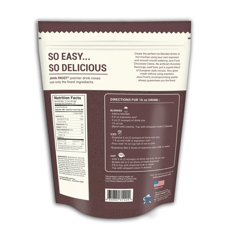 No Sugar Added Chocolate Creme Drink Mix - 3 LB