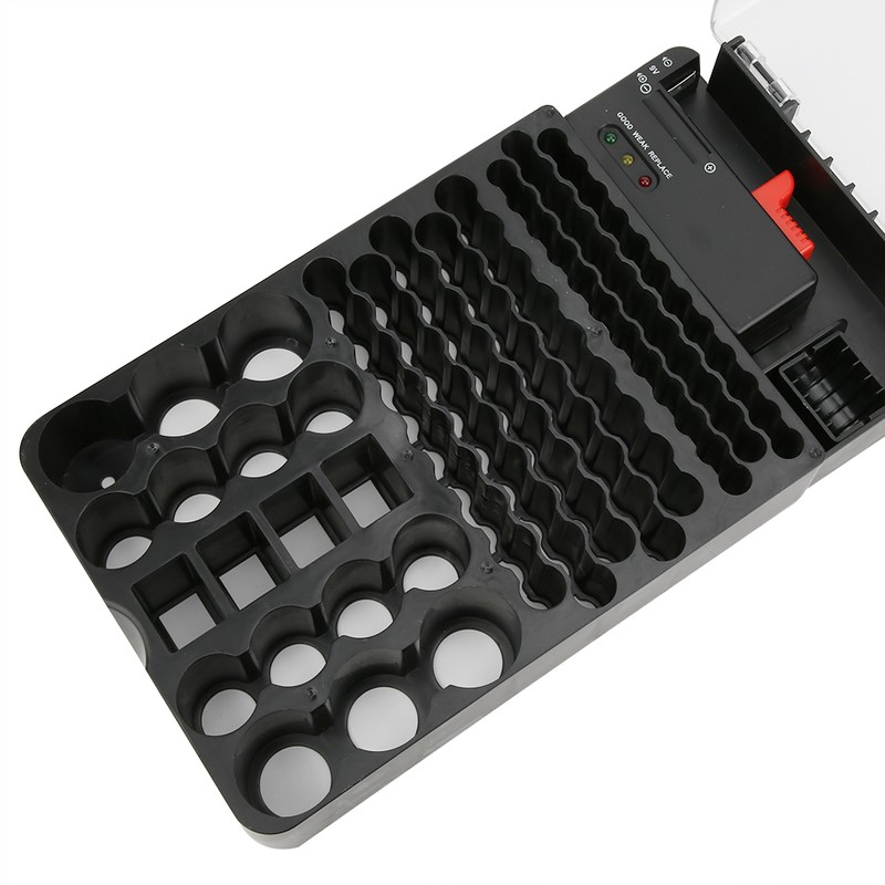 Multi Functional 104 Grids 3 Lights Battery Storage Case Organizer