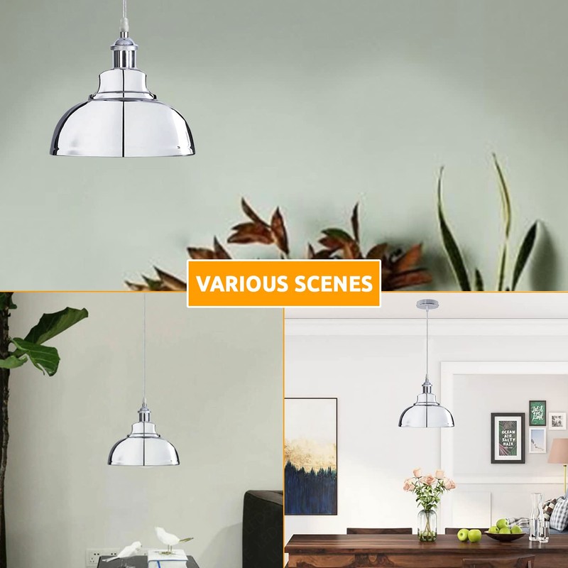 Chrome Ceiling Light Shade Metal Kitchen Lamp Shade Pendant Lighting