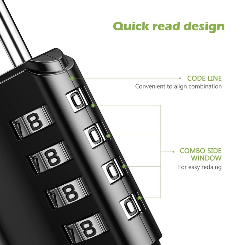 KeeKit Combination Lock, Resettable 4 Digit Combination Padlock with Keys,