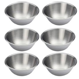 TrueCraftware - Set of 6 - Stainless Steel Mixing Bowls - 6.5" Wide - Medium Weight Flat Bottom and Rim