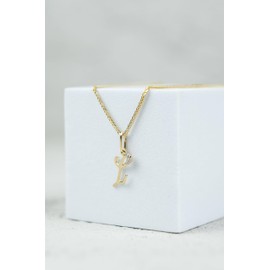 Rodium - Gold Pendant, Letter with Zircons, 14K Gold/585 Fineness, Charms for Necklace or Chain, Bracelet, Ideal Gifts for Women, Chain Pendant for Gold Jewellery, Gold
