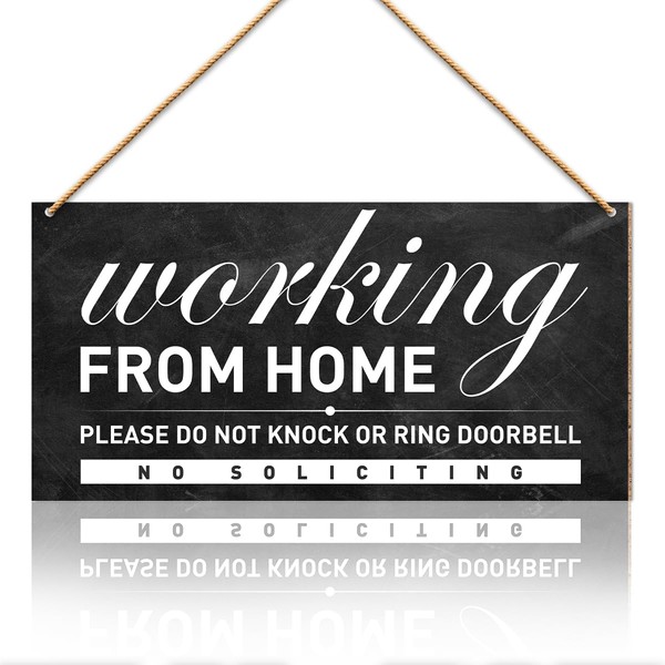 Working from Home Sign for Front Door, No Soliciting Sign