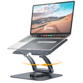 Nulaxy 360 Rotating Laptop Stand for Desk, Ergonimic Adjustable Height and Angle Laptop Riser, Foldable and Portable Computer Stand Holds up to 22lbs, Fits All MacBook, Laptops