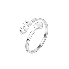 COLORFUL BLING Dainty Gold/Silver Love Heart Lucky Angel Number Ring Adjustable Wedding Band Anniversary Promise Rings For Women Friendship Cute Numerology Jewelry-silver 444