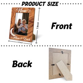 Rustic Photo Frames 4 x 6Inch, Nene Gifts, Mother's Day Gift for Nene Grandma, I Love You to The Moon and Back Photo Frame, Birthday Gifts for Grandma, Rustic Nature Wood texture