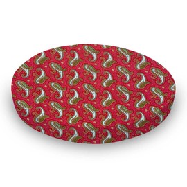 SheetWorld Fitted 100% Cotton Percale Oval Sheet, Fits Stokke Mini 23 x 29, Paisley Red, Made in USA