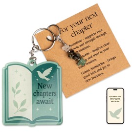 Natural Crystals Next Chapter Keychain Gift for New Beginnings, Retirement Gift For Woman, Small Healing Stones Keychain for Anxiety Relief, Healing Crystals