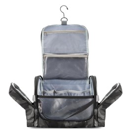 Prokva Hanging Toiletry Bag for Men, Tactical Dopp Kit Toiletry Travel Bag, Large Hygiene Organizer Shower Bag for Camping Outdoor, Black Camouflage