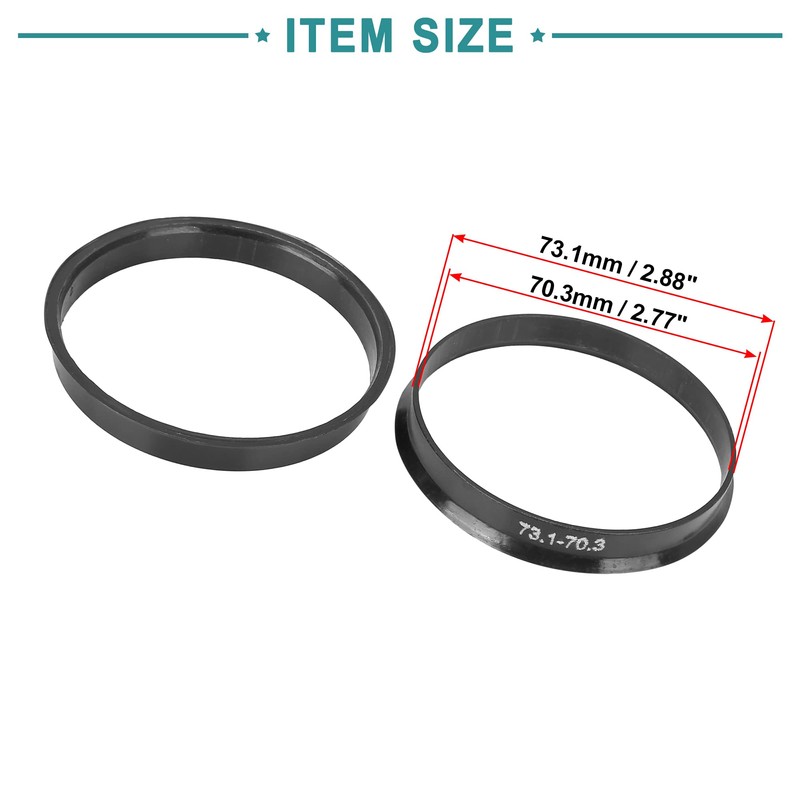 ACROPIX 73.1 to 70.3mm Hub Centric Rings Black - Pack