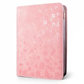 SleeveChief Cherry Blossom Trading Card Binder | 360 Card Binder with Zipper, 9 Pocket Side Loading for Cards with Sleeves | Water Resistant PU Leather TCG Binder for All Trading Card Games