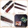 Antner 2 Pairs Reusable Wooden Chopsticks with 2PCS Ceramic Rests