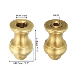 PATIKIL 1.4" Tall Brass Lamp Finials Cap Knob, 2 Set Lamp Screw Holder Tapped 1/4-27 for Table and Floor Lamp Shade Decorations