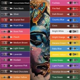 Hawink Tattoo Ink Color Set 1 oz (30ml) Tattoo Supply 28 Colors Pigment Kit Tattoo Supplies in USA TI203-30-28