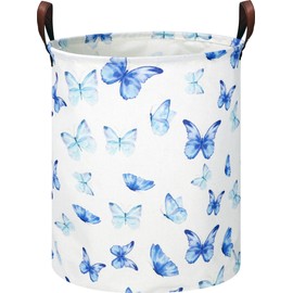 NTAOHAMPER Kids Laundry Hamper,Laundry Basket,Baby Nursery Hamper,Waterproof Storage Bin,Clothes Organizer,Toys Bin,Room Decor(Blue Butterfly)